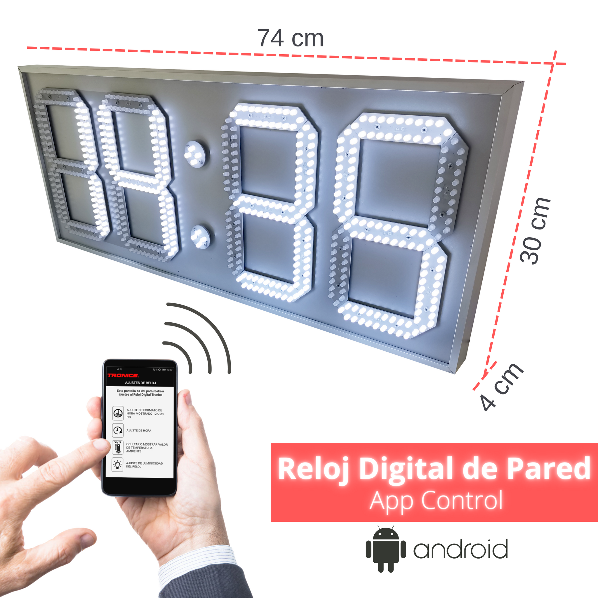 Reloj digital de pared con temperatura y gps, reloj digital de pared, reloj  con pantalla led, reloj de pared oficina